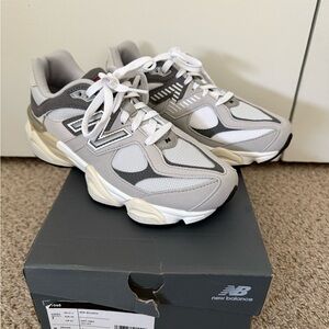 New Balance 9060 Light Gray and White Athletic Shoes